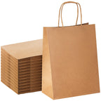 YEEHAW 100 pcs Brown Paper Gift Bags with Handles, 8x4.5x10.8 Inch, Medium