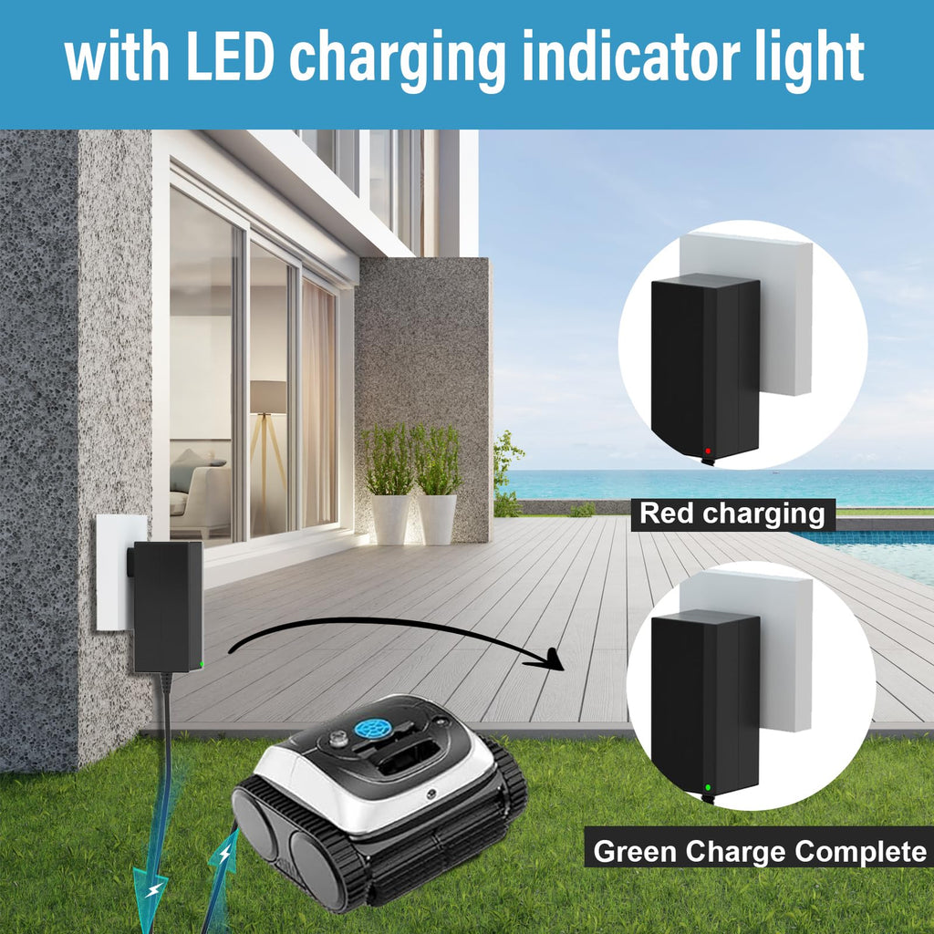 25.2V Charger for WYBOT Robotic Pool Vacuum Cleaner Compatible with Wybot C1 OS7010C Cordless Pool Vacuum Cleaner Power Adapter Cord