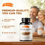 SIRUNES Star Anise Capsules (Illicium Verum) – 800 mg per Serving, 400 mg per Capsule – Herbal Star Anise Supplement – Natural Botanical Spice Extract – Gelatin Capsules – 100 Count