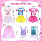 Princess Dress Up Clothes for Girls 3-6, Pretend Play Toy Gift Suitcase Set