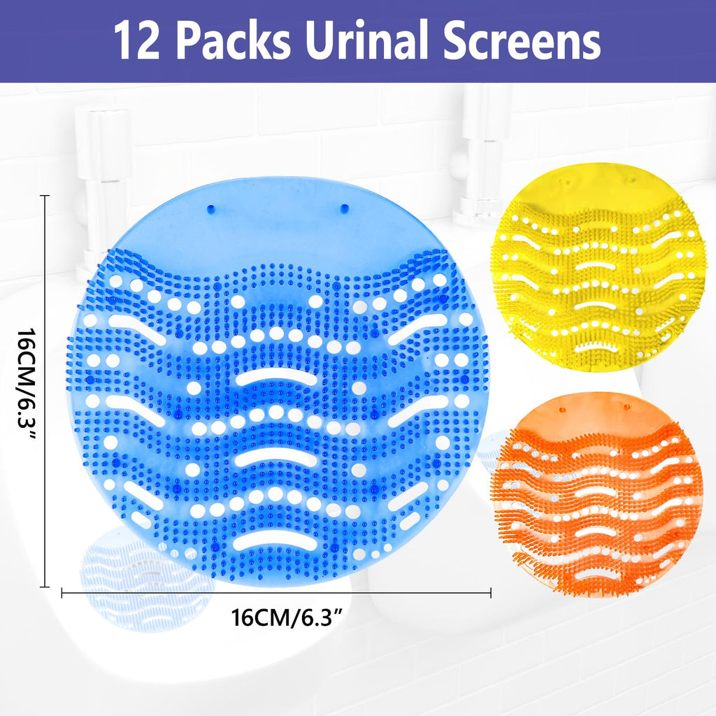 Urinal Screen Deodorizer, 12 Pack Urinal Cakes Bulk Scented Anti-Splash, Urinal Mats Deodorizer Fresh Pads – Ideal for Schools, Bathrooms, Restrooms, Office (Ocean Breeze/Lemon/Orange)