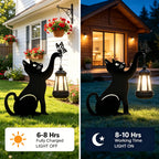 Black Cat Solar Lights Outdoor - Cat Lover Gifts for Mom Woman Grandma,Garden Decor with Butterfly Decorative Metal Stake Housewarming Ornament for Yard Pathway Lawn Patio