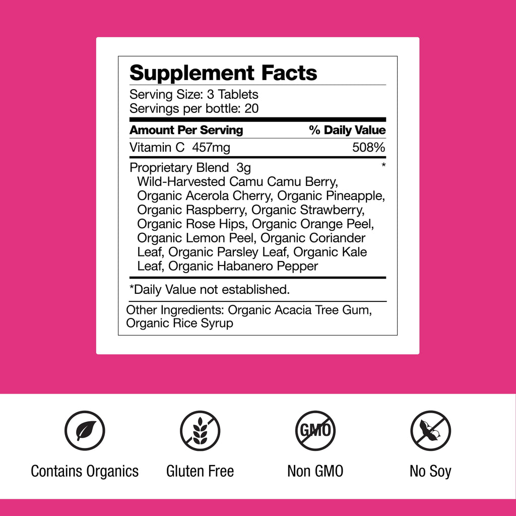 Dr. Schulze's Super-C Plus - Vitamin C Supplement for Immune Support - Skin Health & Antioxidant Support - High-Potency Formula - Plant-Based Superfood - Gluten-Free & Vegan - 60 Count (20 Servings)