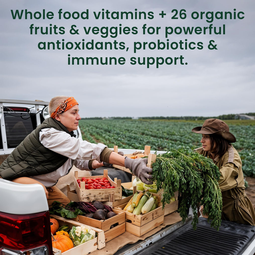 OPTIVIDA Organic Whole Food Multivitamin for Men & Women (1 Month Supply) with Probiotics & Antioxidant Blends | Daily Plant Based Multivitamins | Non-GMO, Whole Food Womens Multivitamin
