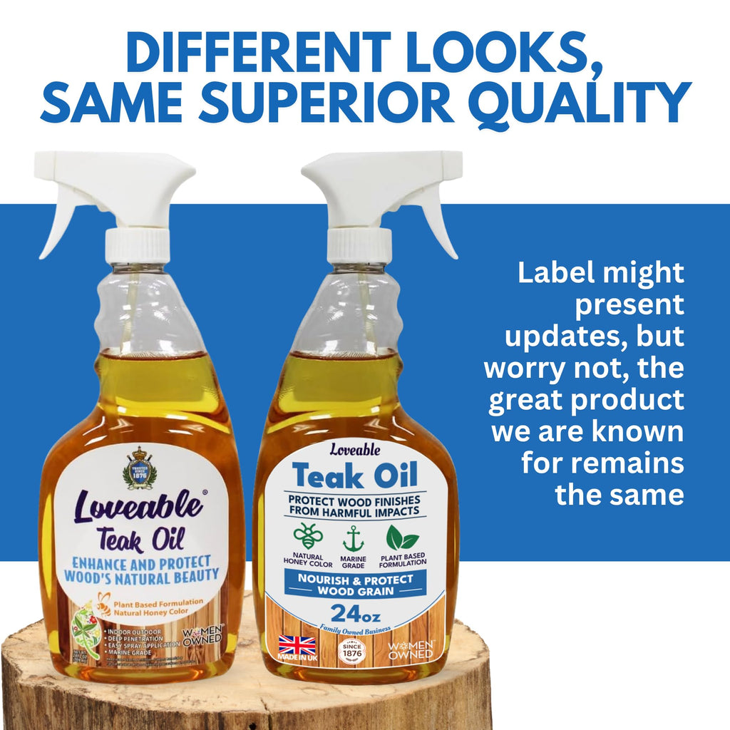 EcoDecors Loveable 24 oz Spray Bottle Teak Oil and Loveable Protection 16 oz Teak Sealer For Outdoor Furniture