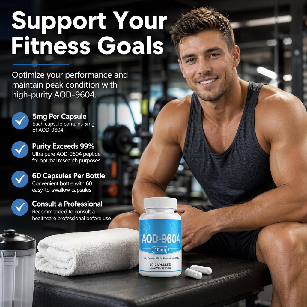 Ustuour AOD-9604 Peptide Capsules, 99% Purity (10mg) 60 Capsules