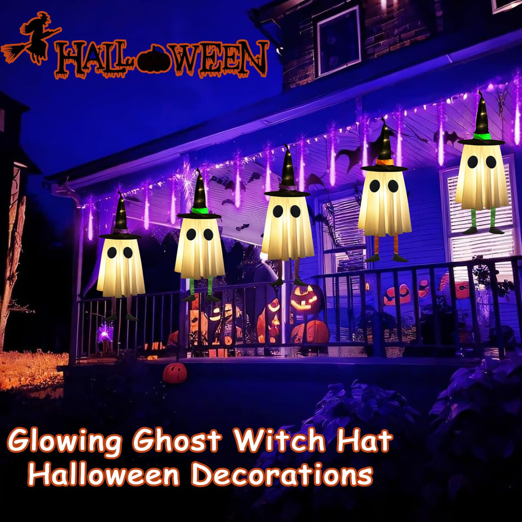 Halloween Decorations Outdoor, Spooky Ghost Halloween Decor with Witch Hat