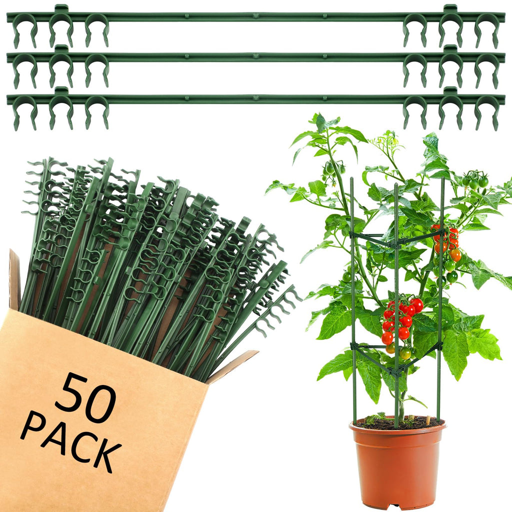 Threehoney 50 Pcs Adjustable Plant Stake Arms for Tomato Cage 11 Inch Expandable Trellis Connectors 11mm Diameter Garden Plant Stake Arms for Tomato Cage Vegetable Climbing Attach