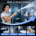 Rain Shower Head with Handheld,Dual Shower Head with Hose,Detachable 10" High Pressure Shower Head Combo with 9 Settings Shower Spray Built-in Magnetic Docking & Power Wash Mode (Chrome)