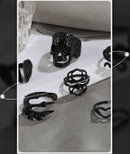 Black Gothic Vintage Rings Set - 20-30 PCS Cool Punk Snake Claw Rings Set, Y2K Snake Claw Rings, Open Butterfly Star Stacking Ring Jewelry, Gift for Men Women (Black 2)