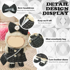 Clothes Compatible with LABUBU Doll – 4PCS Black Tweed Dress Set, 17cm Doll Clothes Designer Outfit for Classic Dinner Party Theme, Stylish Accessories for Labubu, No Doll (Midnight Tweed Charm)