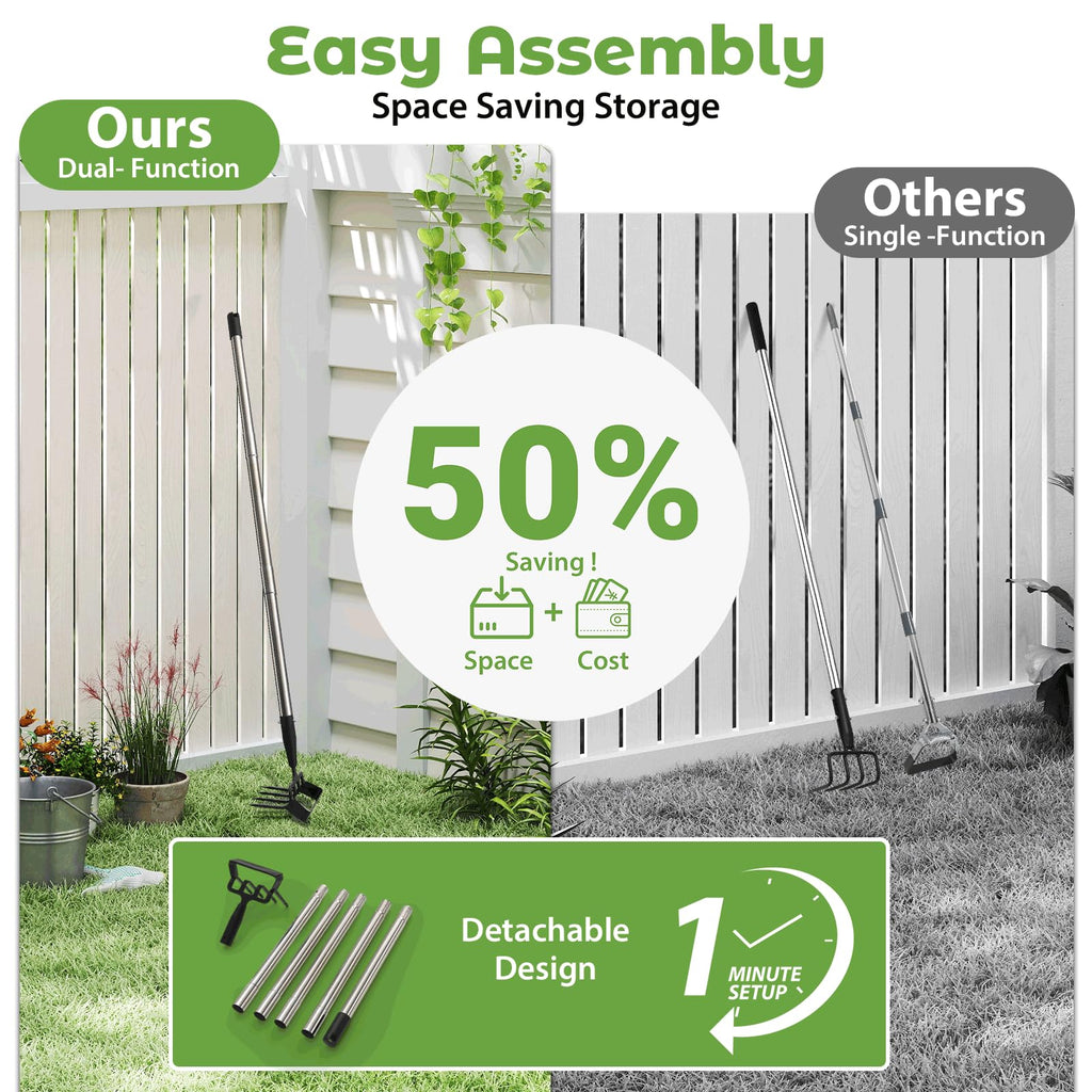 Garden Hoe,2 in 1 Heavy Duty Stirrup Hoe and Cultivator Gardening Tool with 60” Adjustable Long Handle,Lightweight Weeding Rake for Fast Weeds Grass Removal,Cultivating,Loosen Soil, Sharp Blade