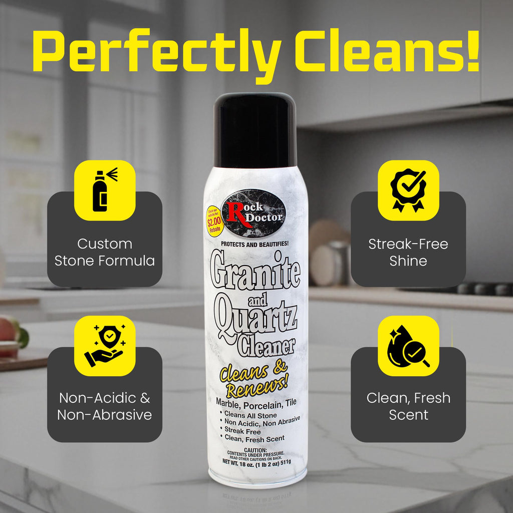 Rock Doctor Granite Cleaner - Cleans& Renews Surfaces - (18 oz) Surface Cleaner Spray, Granite/Marble Countertop Cleaner, Cleaning Spray for Vanity, Table Top, Kitchen Counters, Stone Surfaces