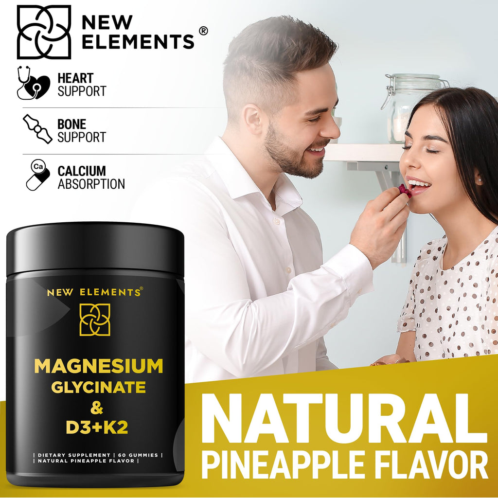 Calm Magnesium Glycinate Gummies 500mg with High-Potency Vitamin D3 10000iu & Vitamin K2 100mcg | Stress Relief, Relaxation & Bone Support for Adults | Vegan, Non-GMO, Gluten-Free, Pineapple Flavor