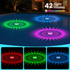 2026 Upgrade Solar Powered Floating Pool Lights(2 Pack), 1800mAh Pool Lights That Float with Remote, 42 Lighting, Timer Function, IP68 Waterproof for Inground/Above Ground Pool, Pool Party, Bathtub