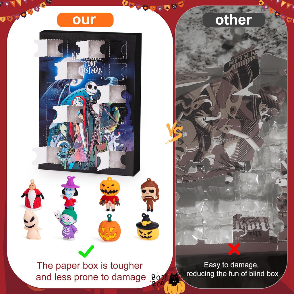 Nightmare Advent Calendar 2026, Halloween Countdown Calendar, 24Pcs Boo Basket Stuffers for Kids Adults, Trick or Treat Holiday Count Down Box