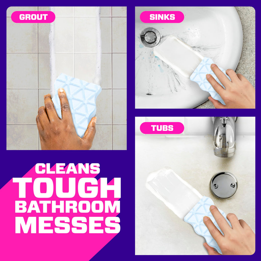 Mr. Clean Magic Eraser Sponge, Bathroom, Shower, Tub Cleaner, Soap Scum Remover, Bathroom Cleaning Supplies, Dawn Cleaning Power with Lavender Scent, Shower & Tub, 6ct