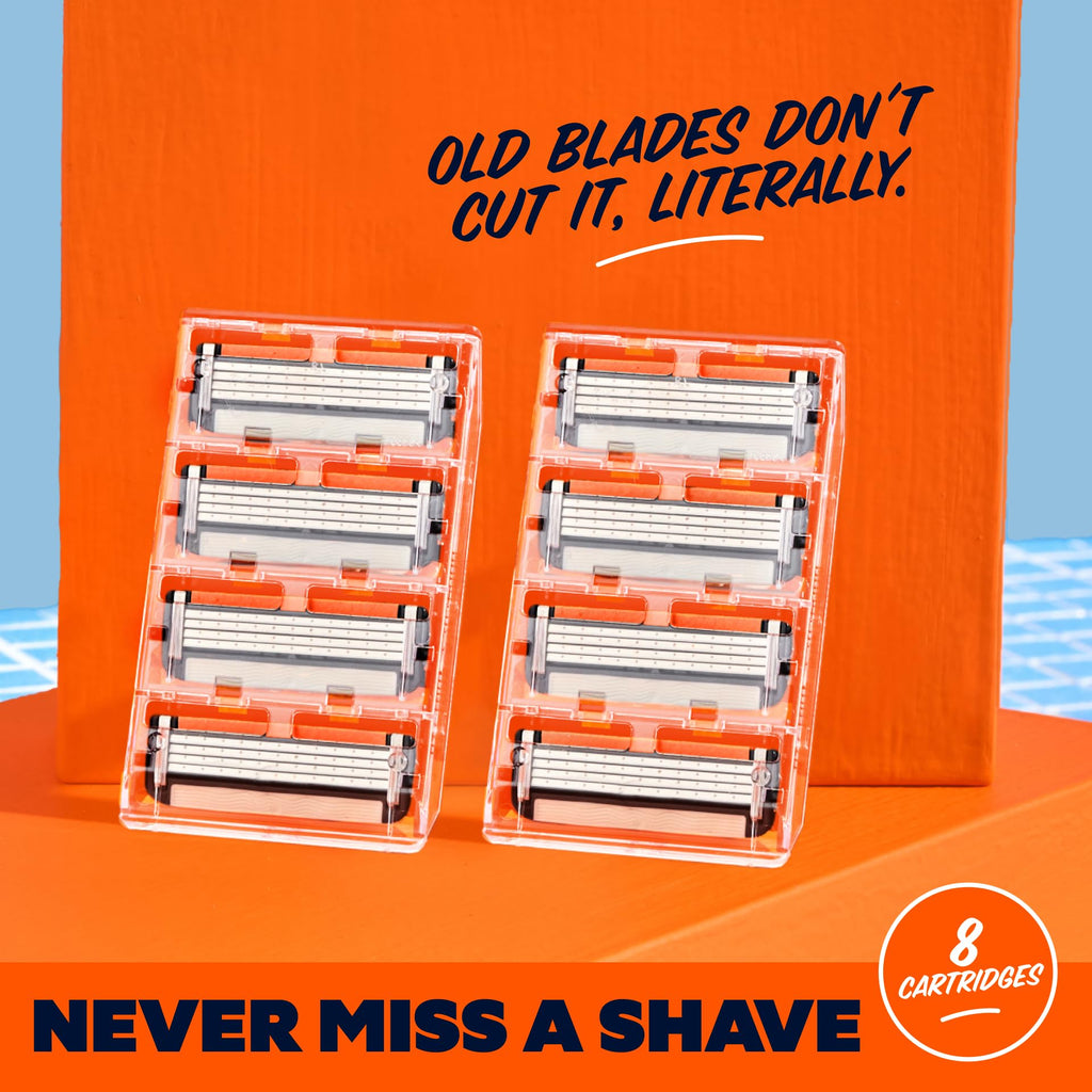 Dollar Shave Club - 4 Blade Razor Refills (8 Pack) - Razors for Men