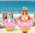 Porch Goose Outfits Summer Swimsuit - 5-Piece Ice Cream Theme Large Lawn Goose Clothes with Bikini, Bow Headband, Star Sunglasses, Swim Ring & Pump, Outdoor Yard Decor (Girlfriend Theme)