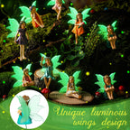 Suzile 11 Pcs Mini Fairies Figurines Miniature Fairy Resin Figurines with Luminous Wings Garden Accessories for Outdoor Yard Pot Plants and Mini Garden Lawn Decorations