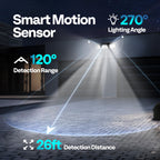 VIVOHOME Solar Flood Lights Outdoor, 256 LED 2500LM Motion Sensor Lights, 3 Adjustable Heads Security Lights, IP65 Waterproof, 270° Wide Lighting Angle Solar Powered Lights for Porch, Yard