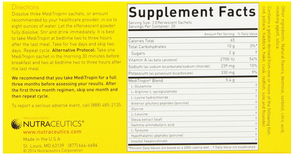 Nutraceutics Meditropin – Anti-Aging Amino Acid Supplement for Adults – Supports Natural Growth Hormone Production, Vitality & Recovery – 60 Sachets