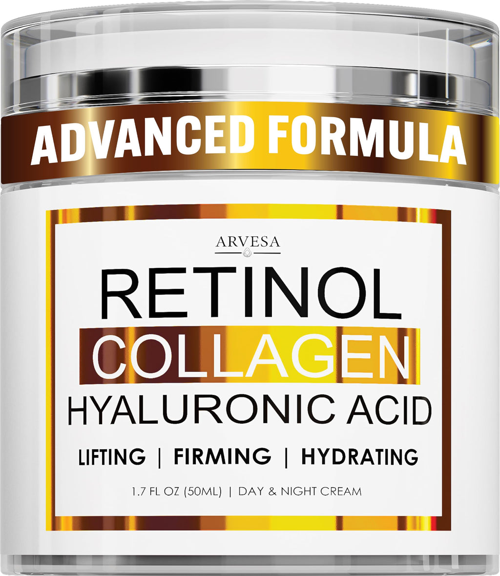 Retinol Cream for Face with Collagen and Hyaluronic Acid - Anti Aging Wrinkle Cream for Women and Men - Day and Night Facial Moisturizer for Tightening and Skin Firming - Crema Hidratante Para la Cara
