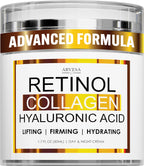 Retinol Cream for Face with Collagen and Hyaluronic Acid - Anti Aging Wrinkle Cream for Women and Men - Day and Night Facial Moisturizer for Tightening and Skin Firming - Crema Hidratante Para la Cara
