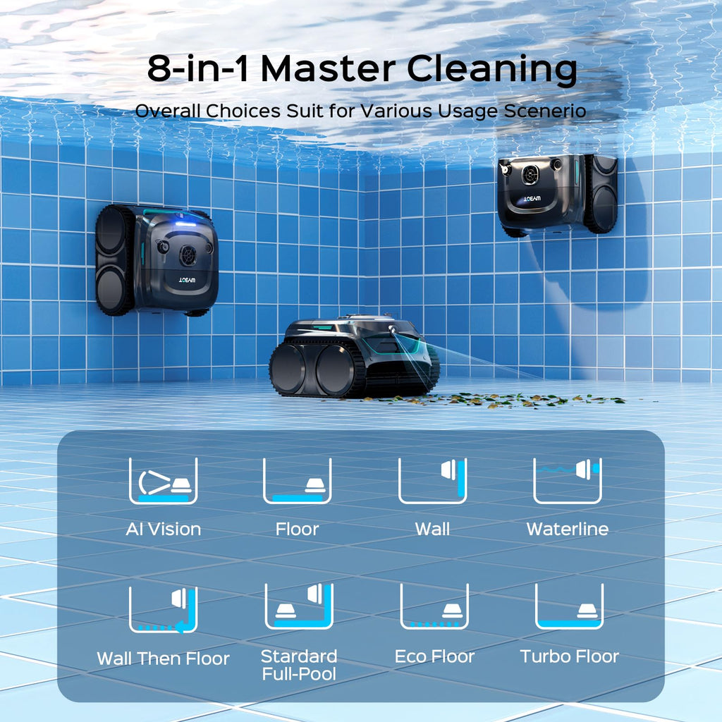 WYBOT (2026 New) C2 Vision AI Camera Robotic Pool Cleaner, Ultra-Fine Filter System Pool Robot, Powerful Suction, Wall Climbing, Waterline Cleaning, Gray Green
