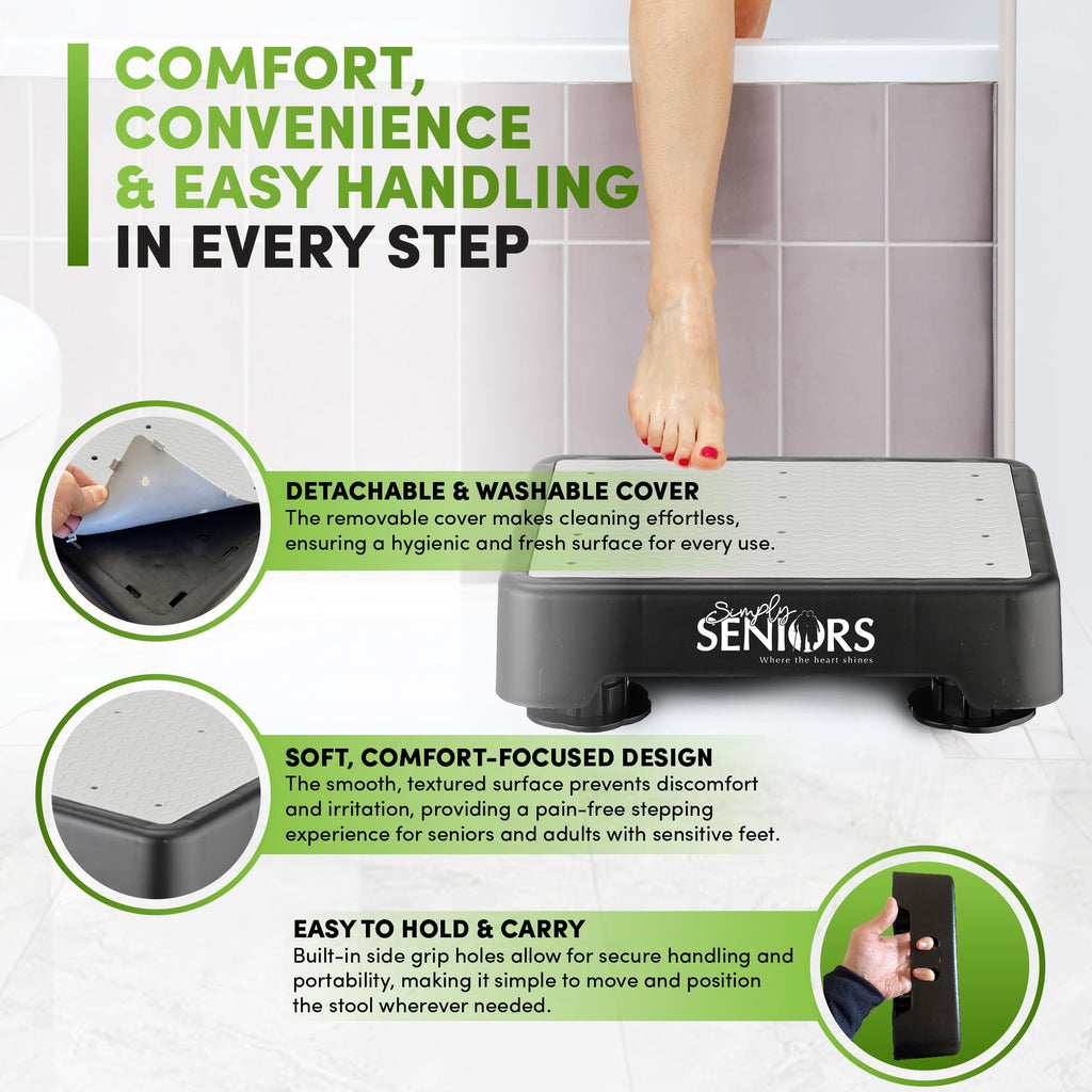 Small Step Stools for Adults - Small Mobility Aid for Seniors - Portable Heavy Duty Plastic Step Platform & Bed Steps for High Beds for Adults - Assist Device for Kitchen Bathroom Toilet - Kids Stool