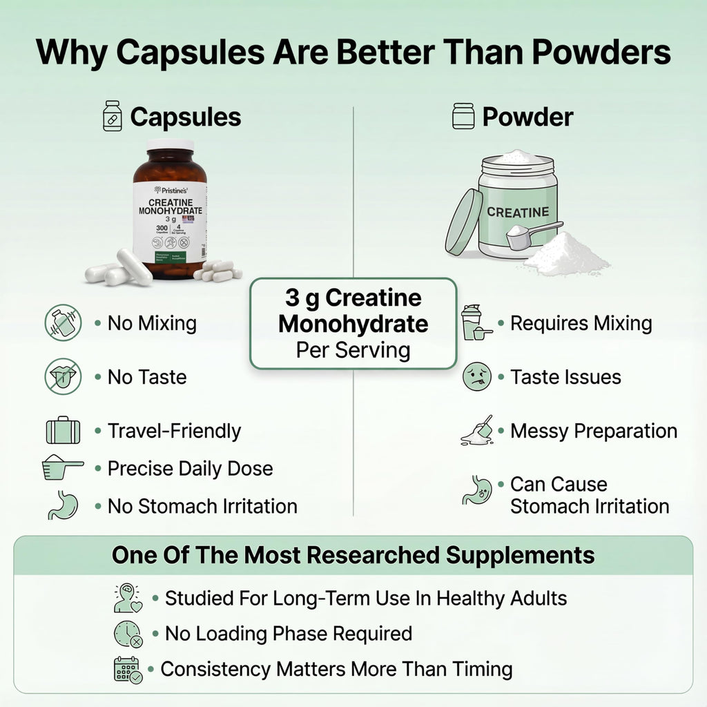 PRISTINE'S Creatine Monohydrate Capsules for Women & Men - NSF Certified 75 Day Supply 3G Muscle Growth Support Supplement - Cognitive & Athletic Performance Support - Enhanced Recovery