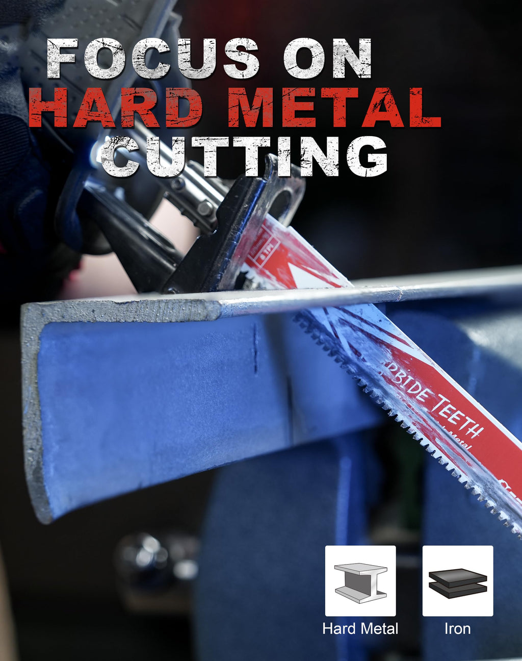 EZARC Carbide Reciprocating Saw Blade R978HM Endurance for Thick Metal, Cast Iron, Alloy Steel 9-Inch 8TPI, 1-Pack