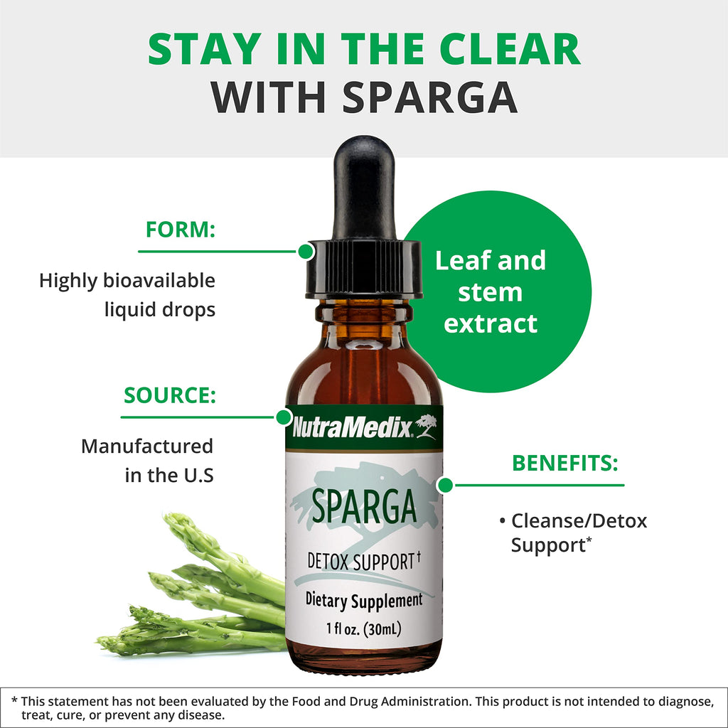 NutraMedix Sparga Tincture - Antioxidant-Rich Asparagus Extract for Cleansing and Detox Support - Mix Liquid Drops with Water for Body Detox Drink (1oz / 30ml)