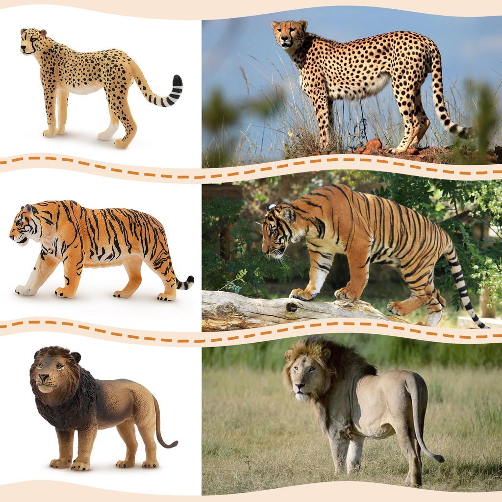 Toymany 8PCS Realistic Lion Tiger Cheetah Leopard Figurines Toy