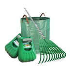 Gardzen Plastic Large Leaf Scoop & 12 Tines Gardening Leaf Rake Set, Comes with 72 Gallon Garden Bag