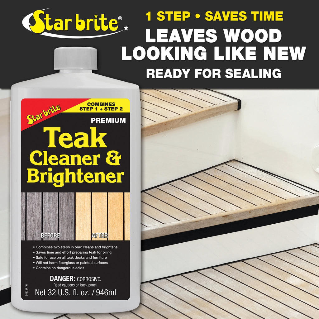 Star Brite Teak Cleaner & Brightener, Restore Weathered Wood, 32oz (094932)