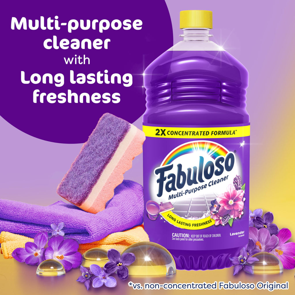 Fabuloso All Purpose Cleaner Refill, Lavender, 405.6 Oz (16.9 Oz, 24 Pack) - Bulk Cleaning Supplies Bundle - Multi-Surface Cleaner, Mopping Solution - Office Supplies (153105)