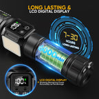 lesusnicy Rechargeable Flashlights High Lumens 100,000, Super Bright LED Flash Light Long Lasting USB C LCD Display, Dual Light Source & Buttons with Red Light, for Camping Hiking Emergency Home Gift