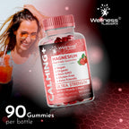 Magnesium Glycinate Gummies, 1000 mg - Magnesium Supplement to Support Relaxation, Heart Health - Chewable Calm Magnesio Gummies for Adults, Glicinato De Magnesio - Strawberry Flavor - Pack of 2