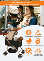 MILA&LOUIS Dog Stroller Pet Stroller for Medium Dogs Durable PU 4-Wheel Dog Strollers for Small Dogs Lightweight Foldable Dog and Cat Stroller Dog Stroller for Dog 55 Lbs with Cup Holder