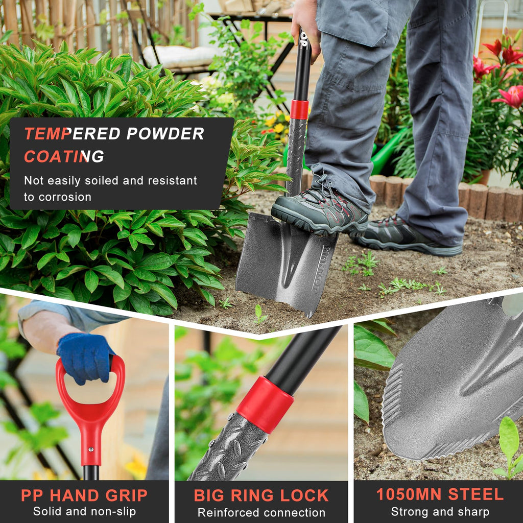 HANTOP Sharp Sawtooth Blade Round Garden Shovel Spade for Digging