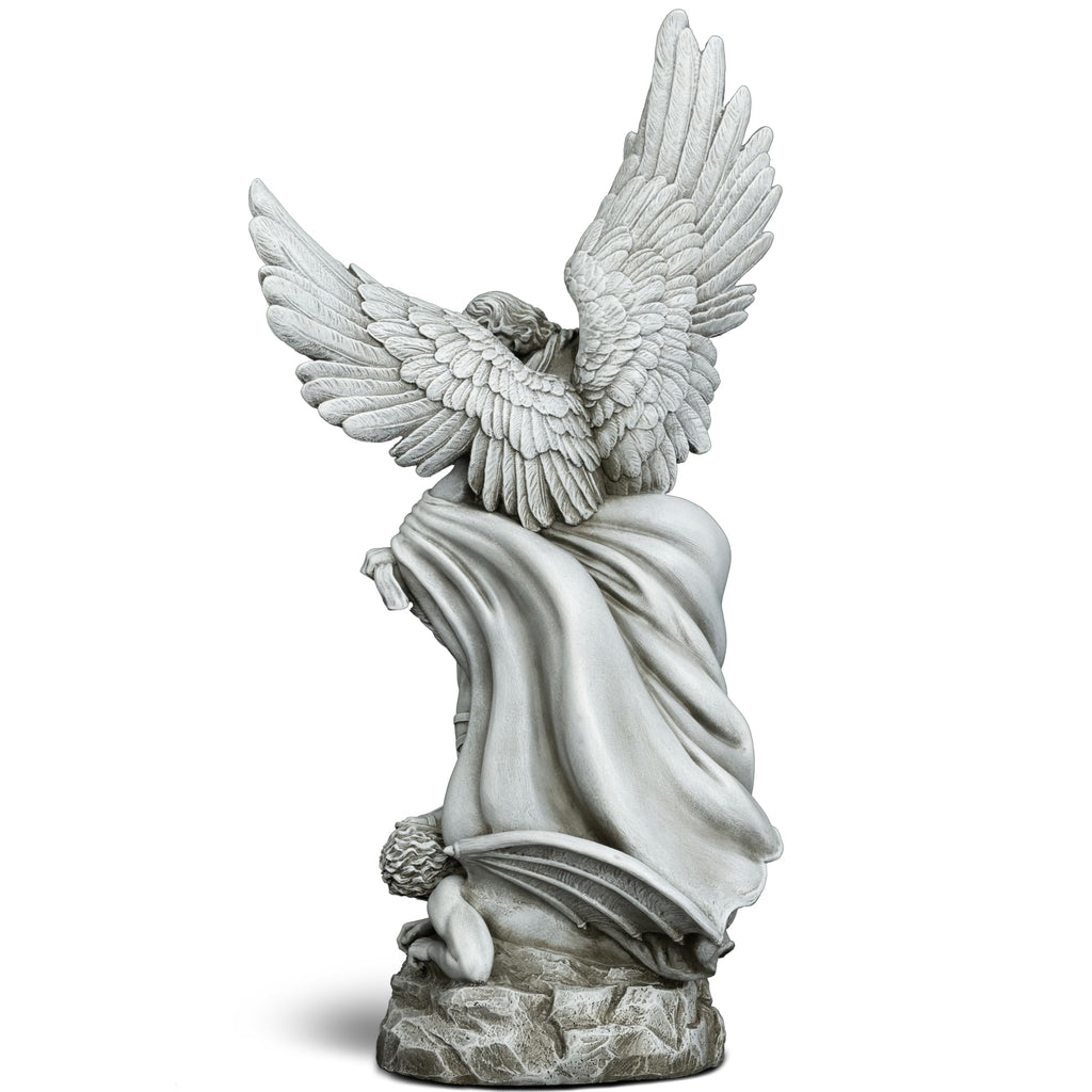 DevotedWalls 20.5" Large Saint Michael Statue Outdoor,Michael the Archangel Slaying Satan,Large Garden Religious Sculpture,San Miguel Arcangel Defender for Porch,Patio or Church Entryway