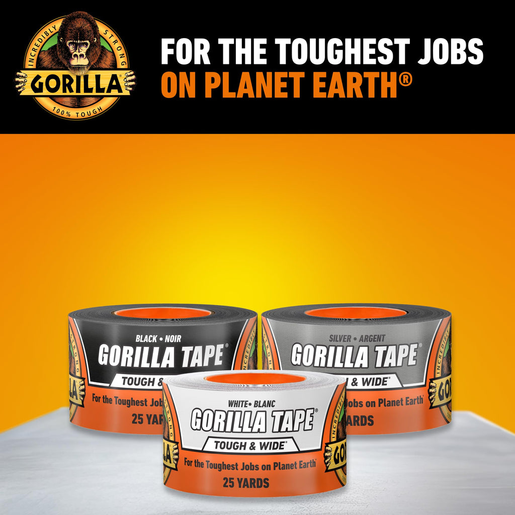 Gorilla Tape Tough & Wide, White Tape, 2.88" x 25 yd (Pack of 1) - Heavy Duty and Weather Resistant for Indoor or Outdoor