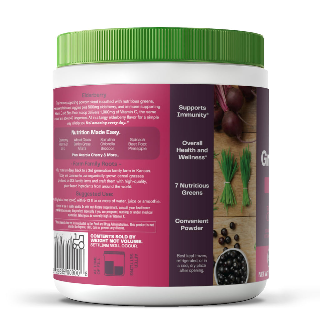 Amazing Grass Greens Blend Superfood Immunity, Super Greens Powder Smoothie Mix for Immune Support, Spirulina, Chlorella, Beet Root, Probiotics, Elderberry, 30 Servings, 7.4 Ounce (Packaging May Vary)
