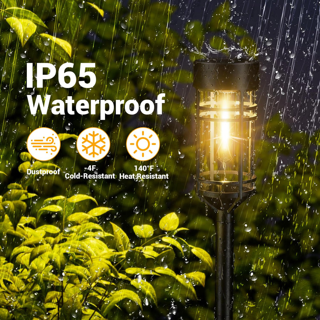 Amzarp 12 Pack Solar Garden Lights, Bright LED Solar Pathway Lights Outdoor IP65 Waterproof Rugged Shatterproof Auto On/Off for Landscape Garden Yard Walkway Driveway Lawn Lighting (3000K Warm White)