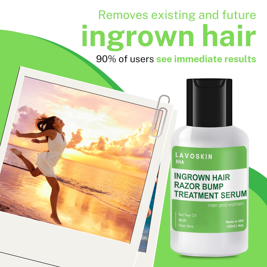 LAVO Tea Tree Gel w/Salicylic Acid - BEST Ingrown Hair Treatment - Razor Bump and Burn Remover - Bikini Lines & Acne - Use After Shaving, Hair Removal, Waxing, Laser, Electrolysis - for Men and Women