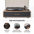 Crosley CR6046A-WAGL Stave 2-Speed Bluetooth Record Player Turntable with Built-in Speakers, Walnut
