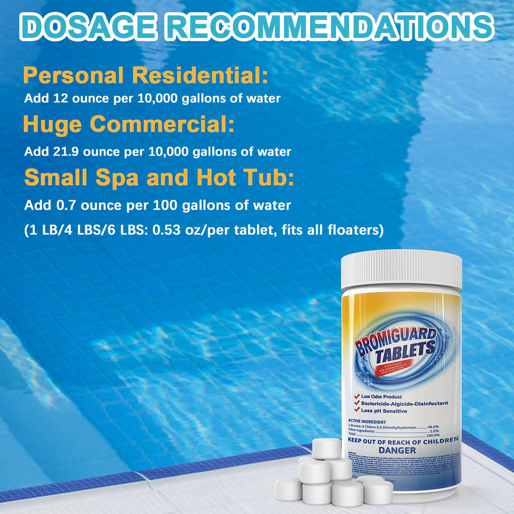 Bromine Tablets for SPA Hot Tub 1 inch Tabs Brominating Tablets Booster Soft Water Feel No Chlorine Odor Chemical Sanitizer