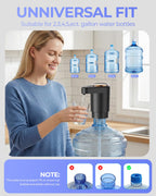 Water Jug Pump for 5 Gallon Bottle – Portable Electric USB-C Charging Dispenser, Dual Powerful Motors, Fast Flow, Fits 2-5 Gallon Jugs – Ideal for Home, Office, Camping, RV, Dark Black