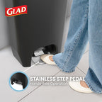 Glad Premium Trash Can with Clorox Odor Protection, 13 Gallon, Black